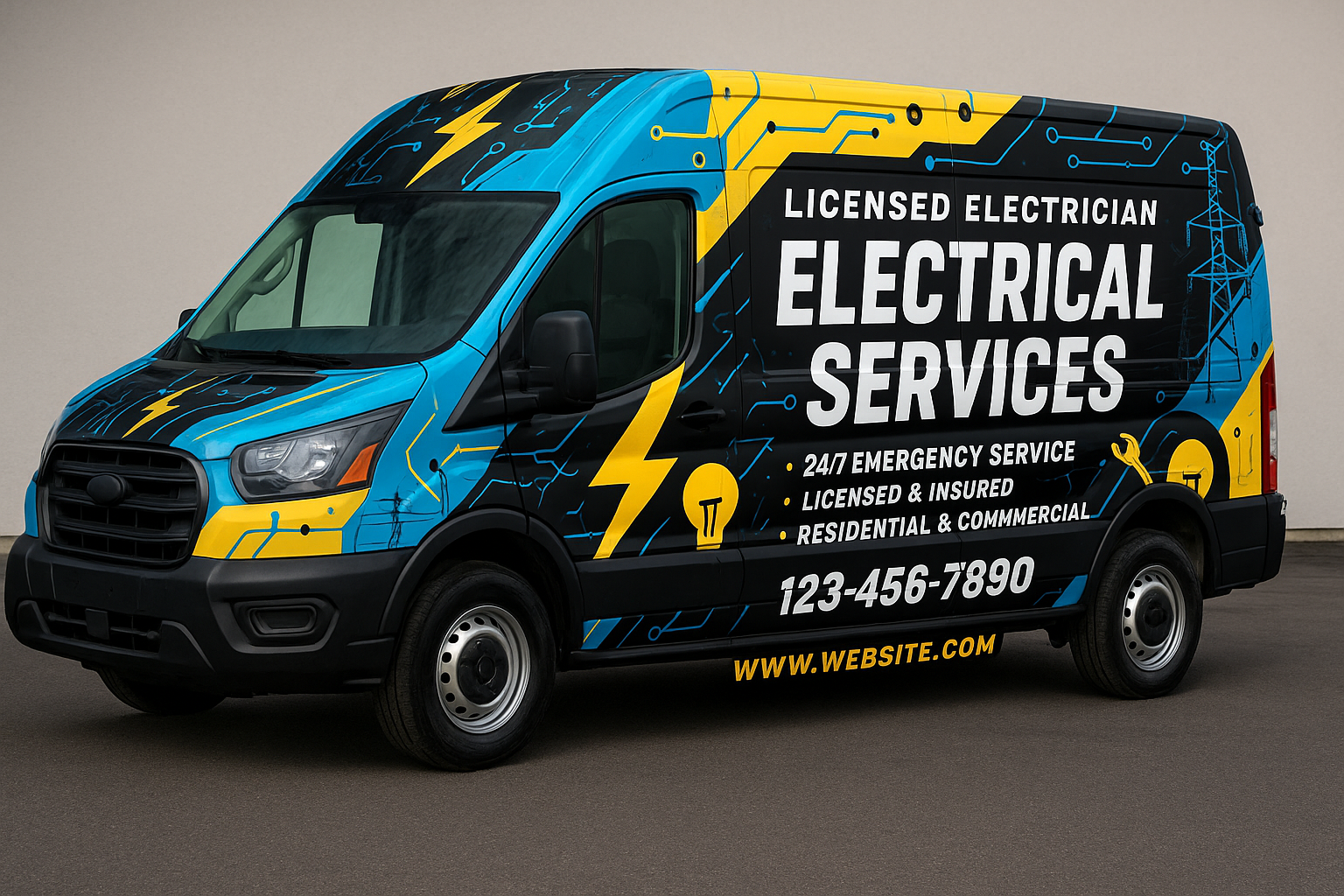 FULL COMMERCIAL WRAP FOR AN ELECTRICIAN